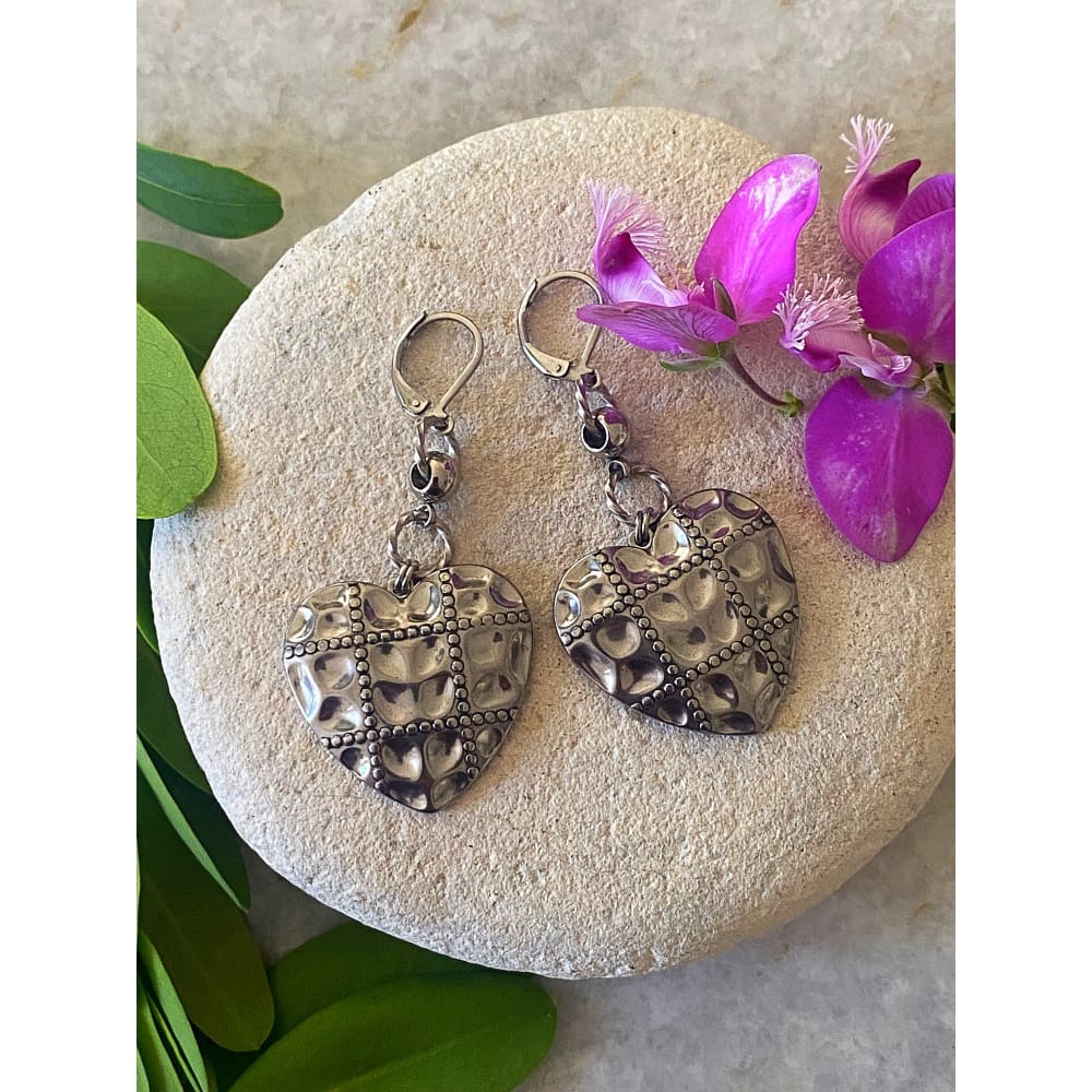 RIVETED HEART EARRINGS