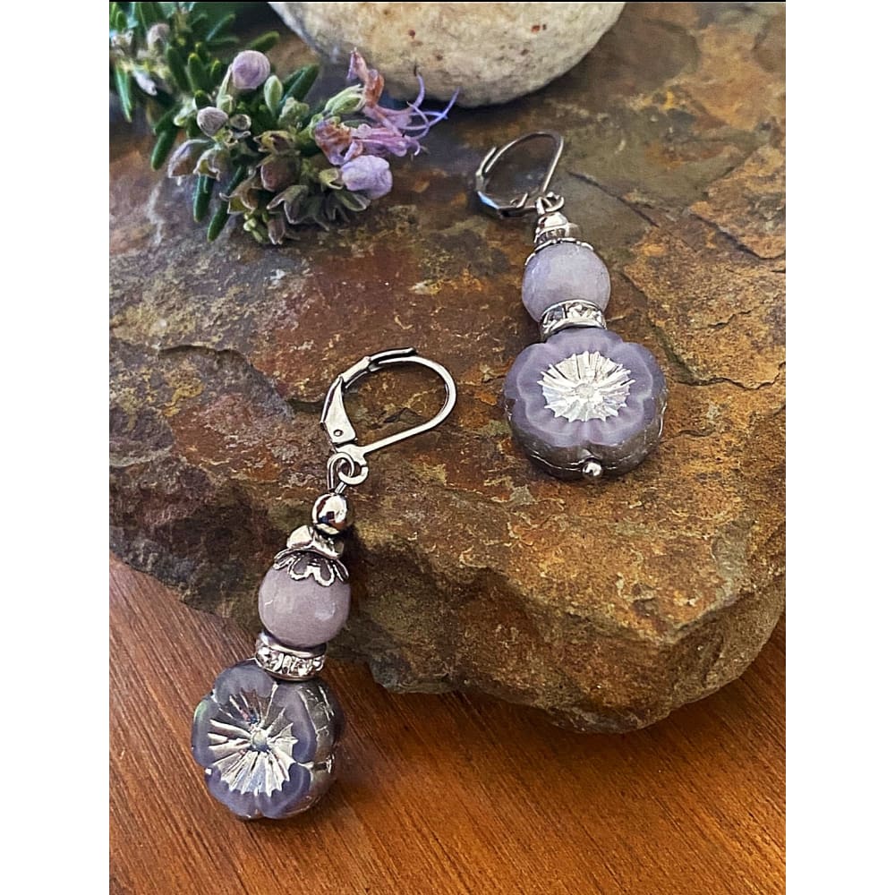 LAVENDER HIBISCUS EARRINGS