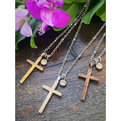 HAMMERED CROSS NECKLACE