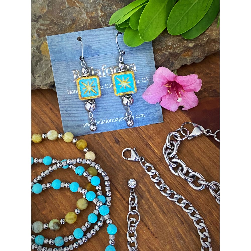 STAR TILE CHARM EARRINGS