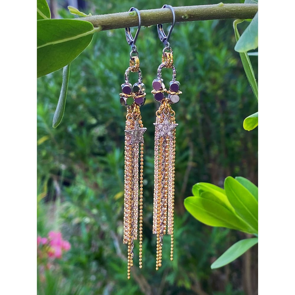 PAVÉ STAR TASSEL EARRINGS