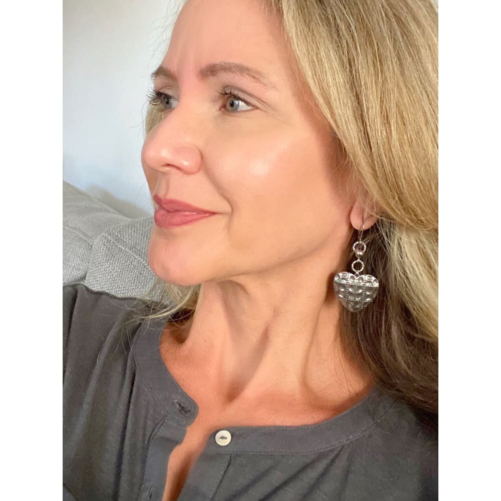 RIVETED HEART EARRINGS