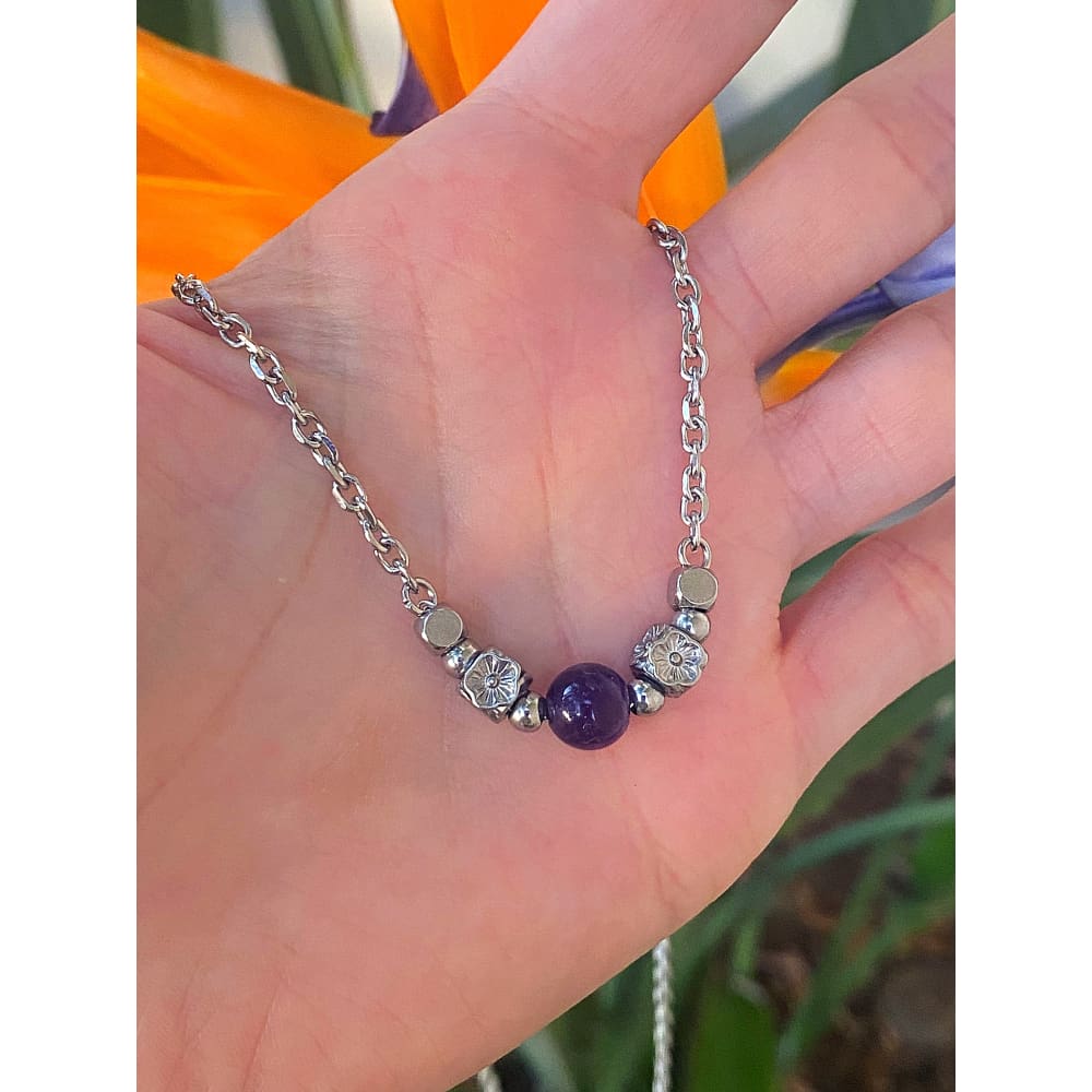 AMETHYST BEAD NECKLACE