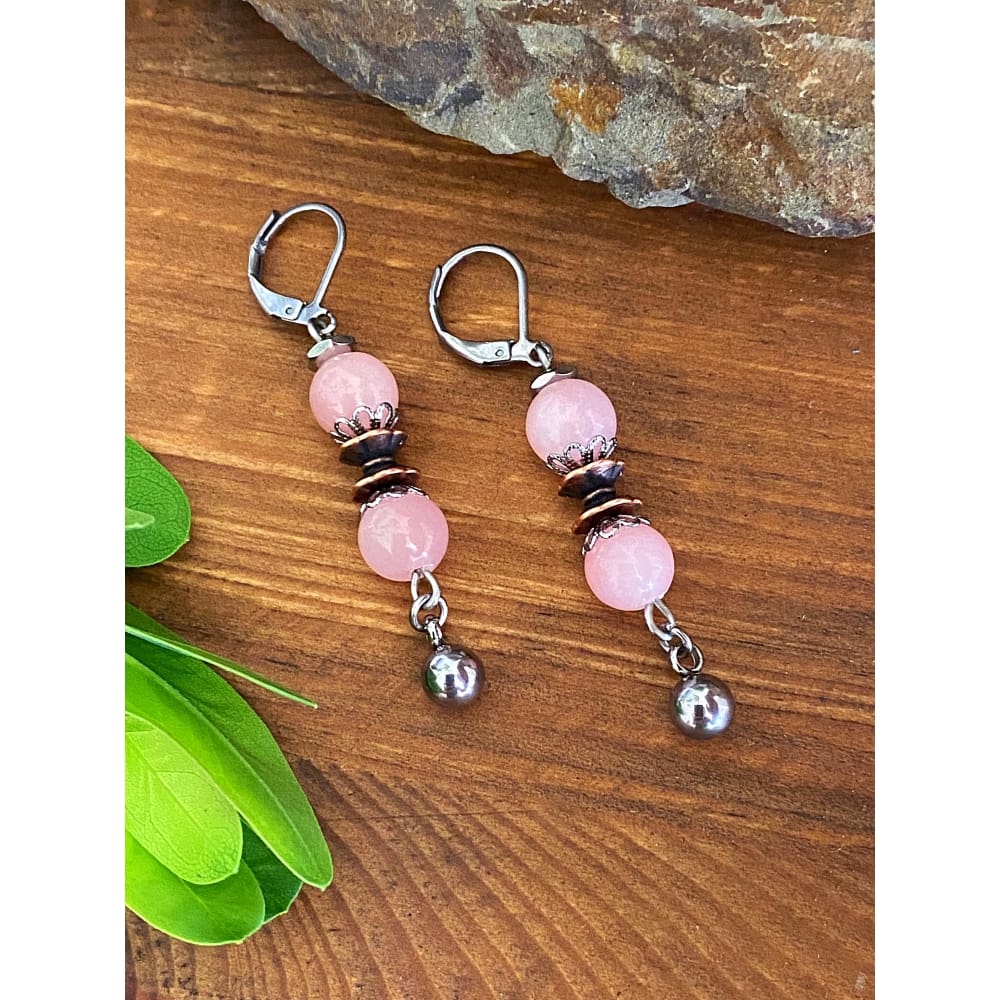 PINK JADE EARRINGS