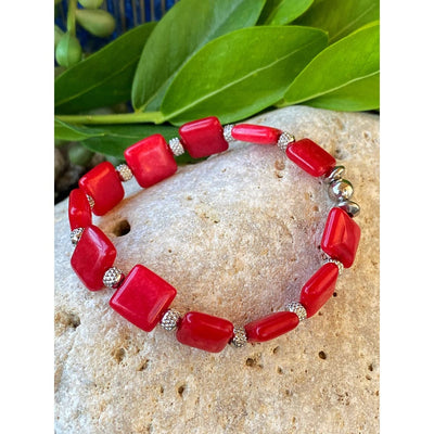 CRIMSON JADE SQ BRACELET
