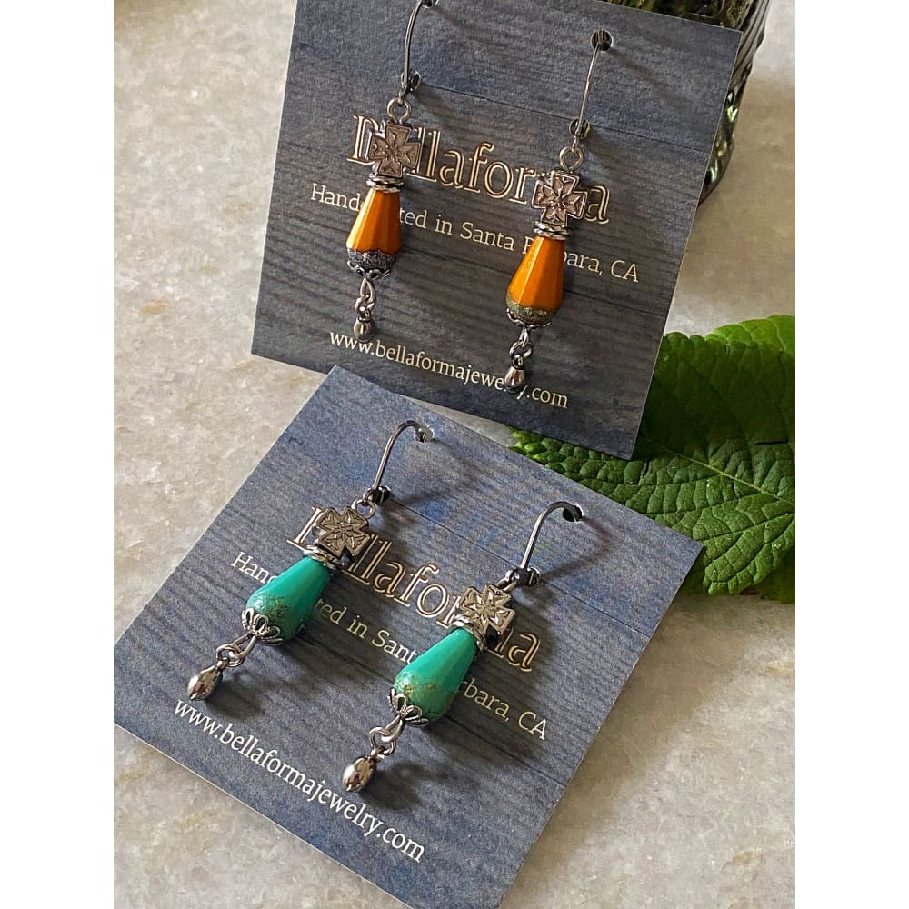 FLOWER CROSS EARRINGS