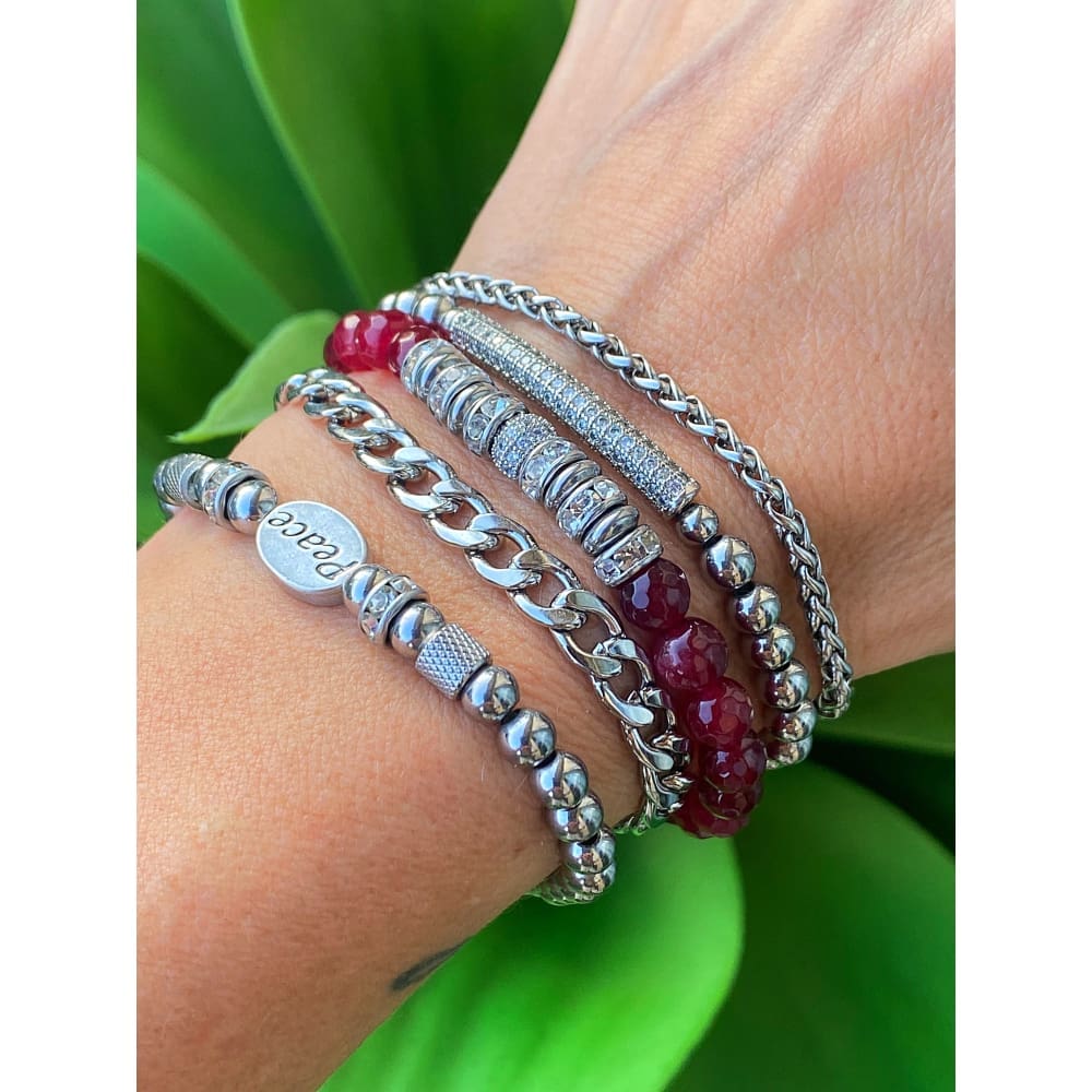 Buy The Purple Agate and Flower Center Bead Bracelet | JaeBee Jewelry 7 - 8