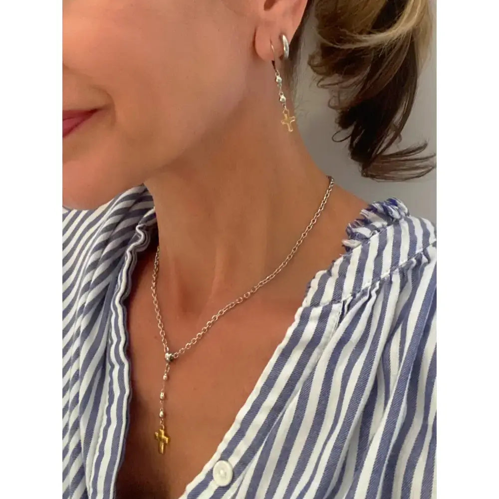 BEADED CROSS EARRINGS