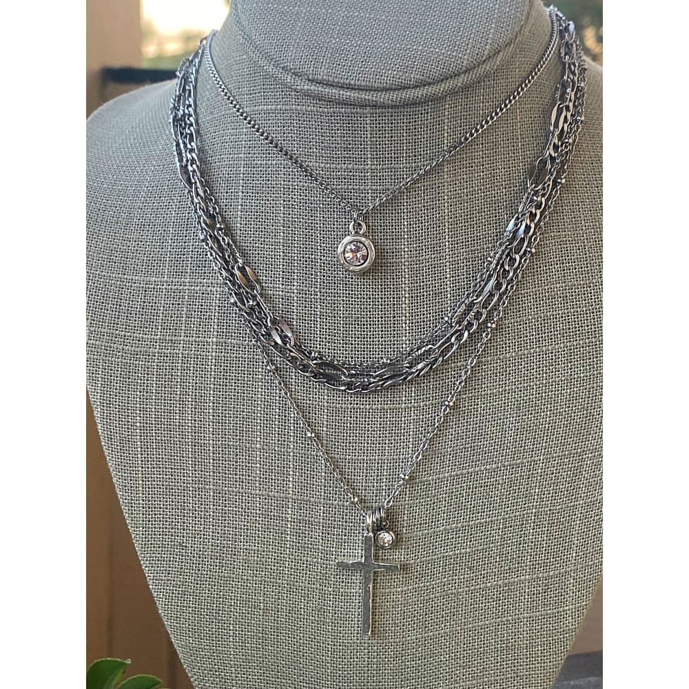 HAMMERED CROSS NECKLACE