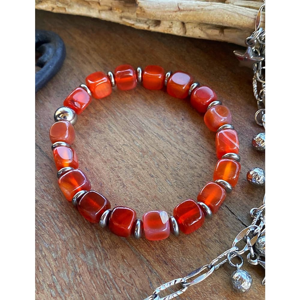 CARNELIAN CUBE BRACELET