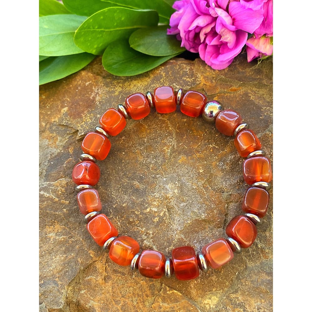 CARNELIAN CUBE BRACELET