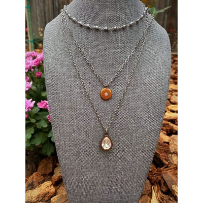 CRYSTAL PEAR BEZEL NECKLACE
