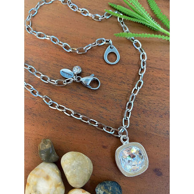 CRYSTAL SQ BEZEL NECKLACE