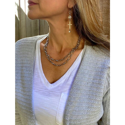 SILVER CROSS EARRINGS