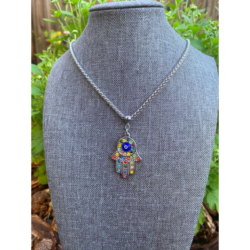 RHINESTONE HAMSA NECKLACE