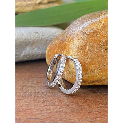 SLIM PAVÉ HUGGIE HOOPS